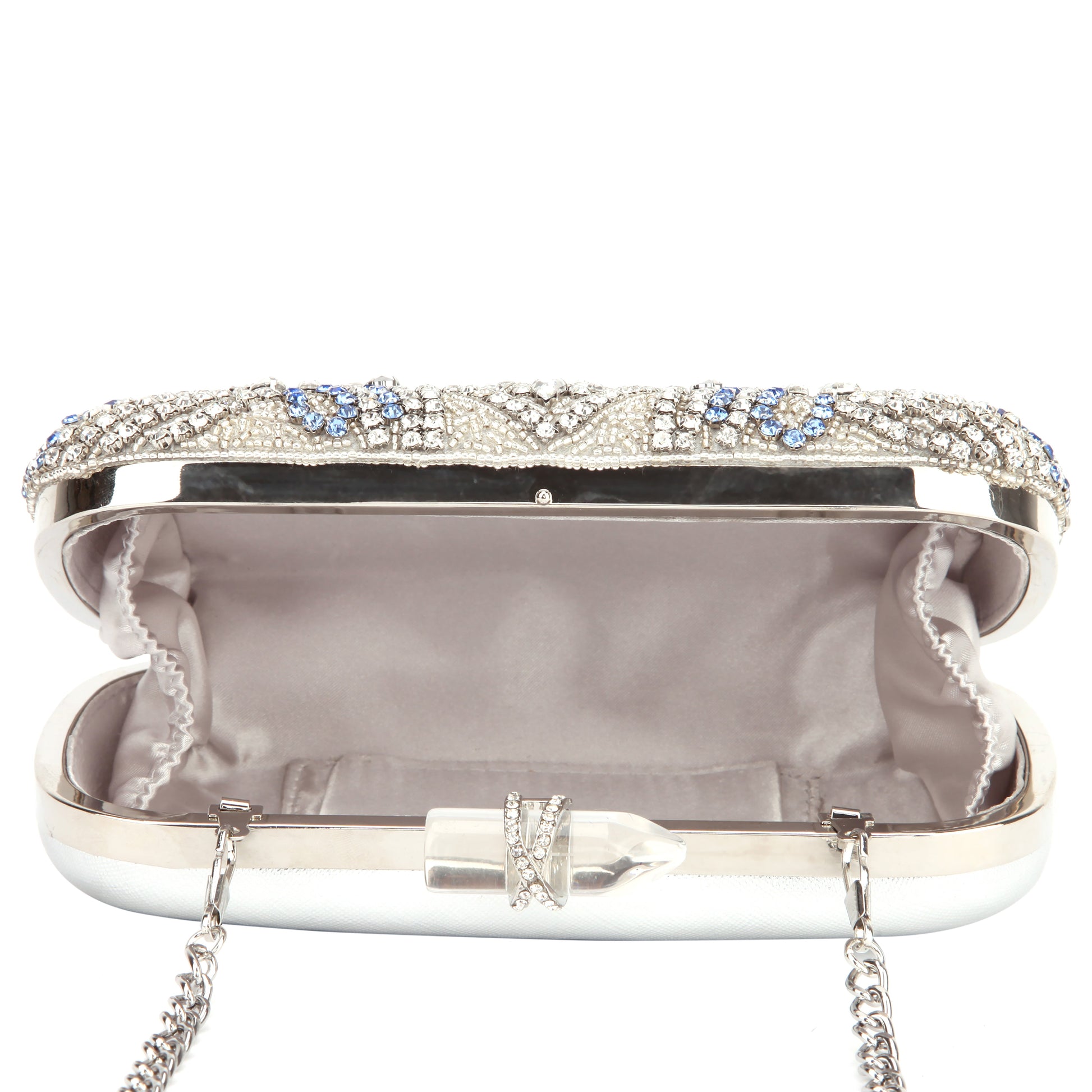 Nina Shoes Gelsey Silver Crystal Embellished Minaudiere