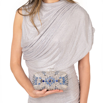 Nina Shoes Gelsey Silver Crystal Embellished Minaudiere