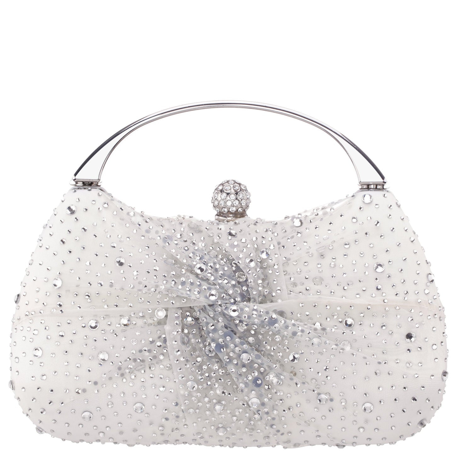 Nina Shoes Brando-Cc Beige Chiffon/Satin/Glass Crystal Minaudiere