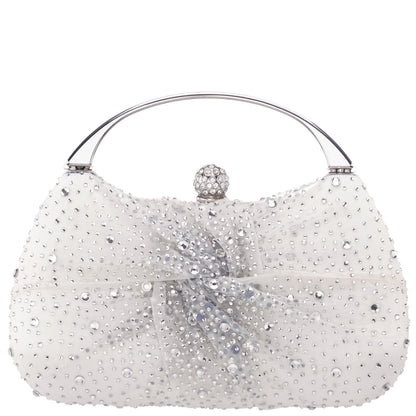 Nina Shoes Brando-Cc Beige Chiffon/Satin/Glass Crystal Minaudiere