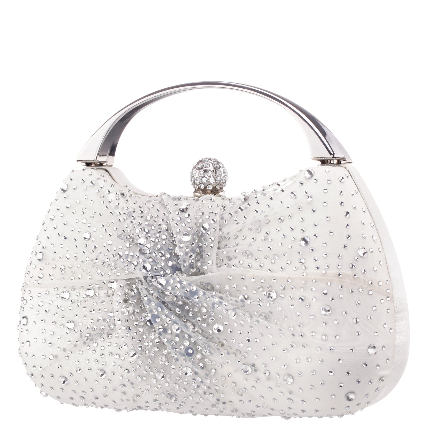 Nina Shoes Brando-Cc Beige Chiffon/Satin/Glass Crystal Minaudiere