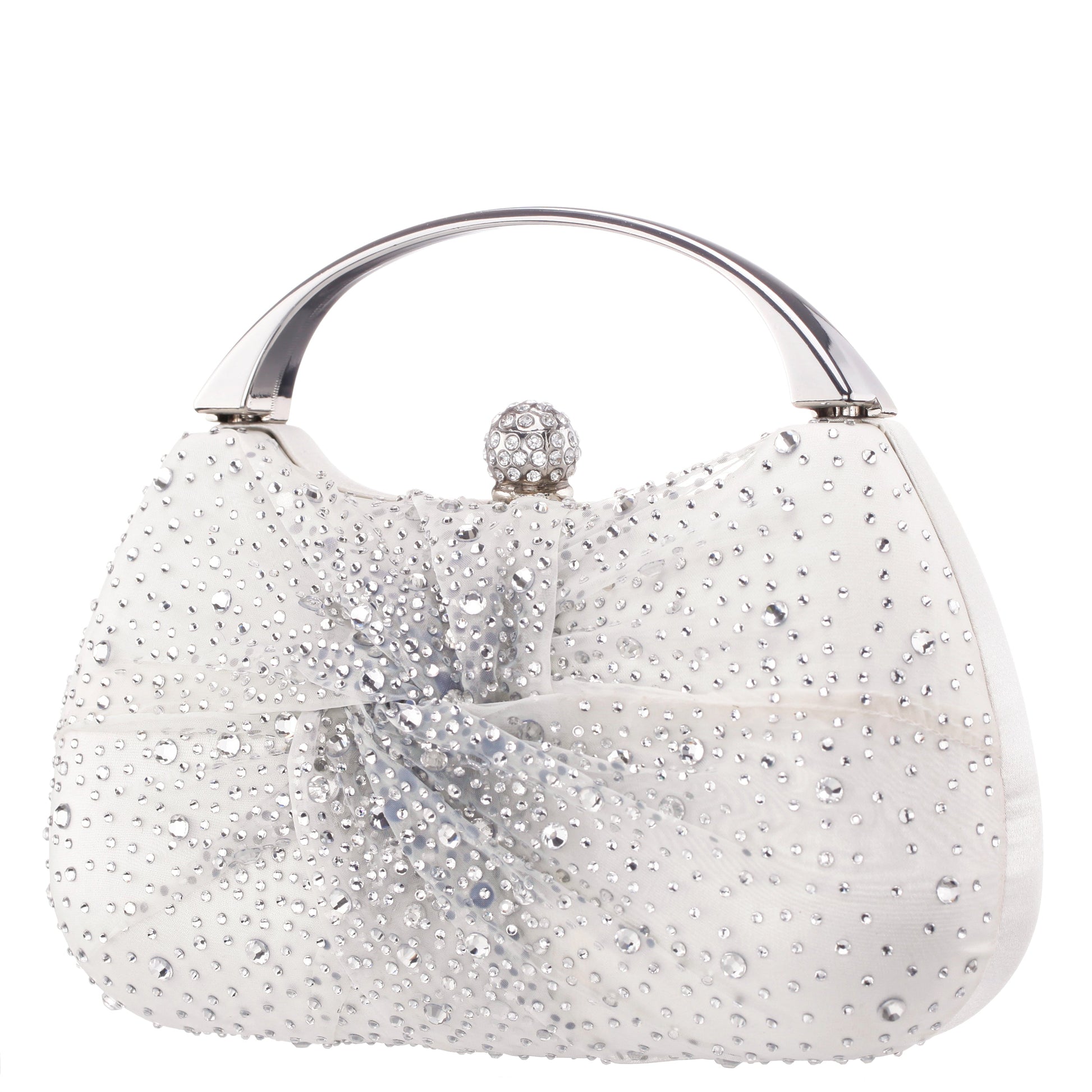 Nina Shoes Brando-Cc Beige Chiffon/Satin/Glass Crystal Minaudiere