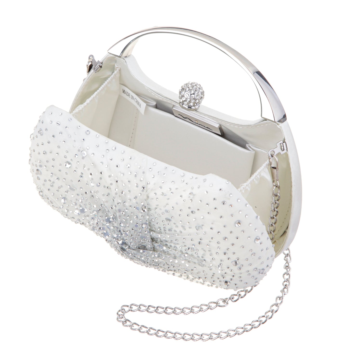 Nina Shoes Brando-Cc Beige Chiffon/Satin/Glass Crystal Minaudiere