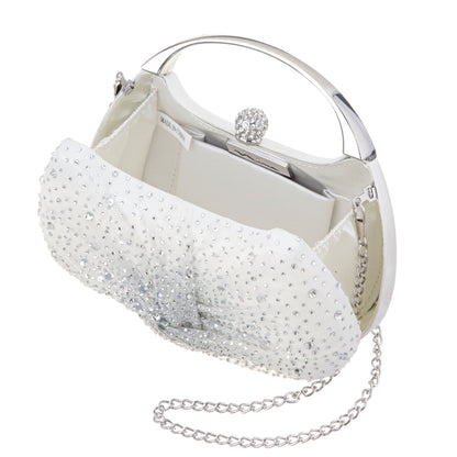 Nina Shoes Brando-Cc Beige Chiffon/Satin/Glass Crystal Minaudiere