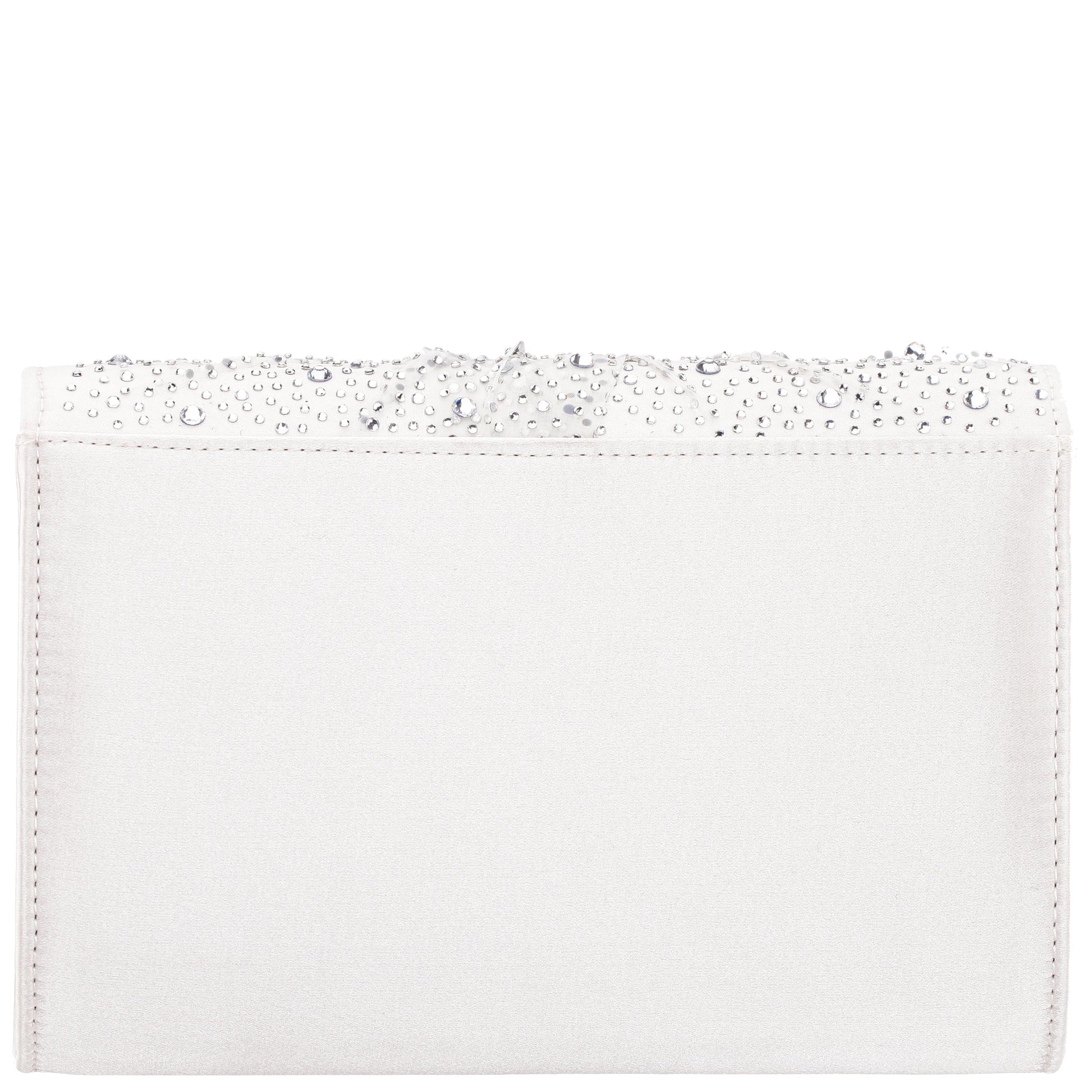Nina Shoes Zoria Beige Chiffon/Satin/Glass Crystal Clutch