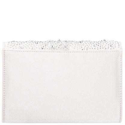 Nina Shoes Zoria Beige Chiffon/Satin/Glass Crystal Clutch