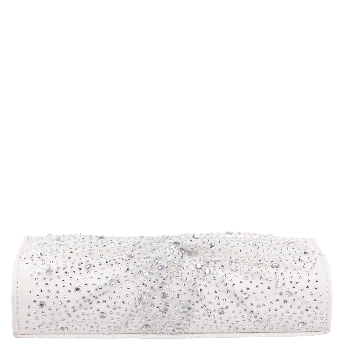Nina Shoes Zoria Beige Chiffon/Satin/Glass Crystal Clutch