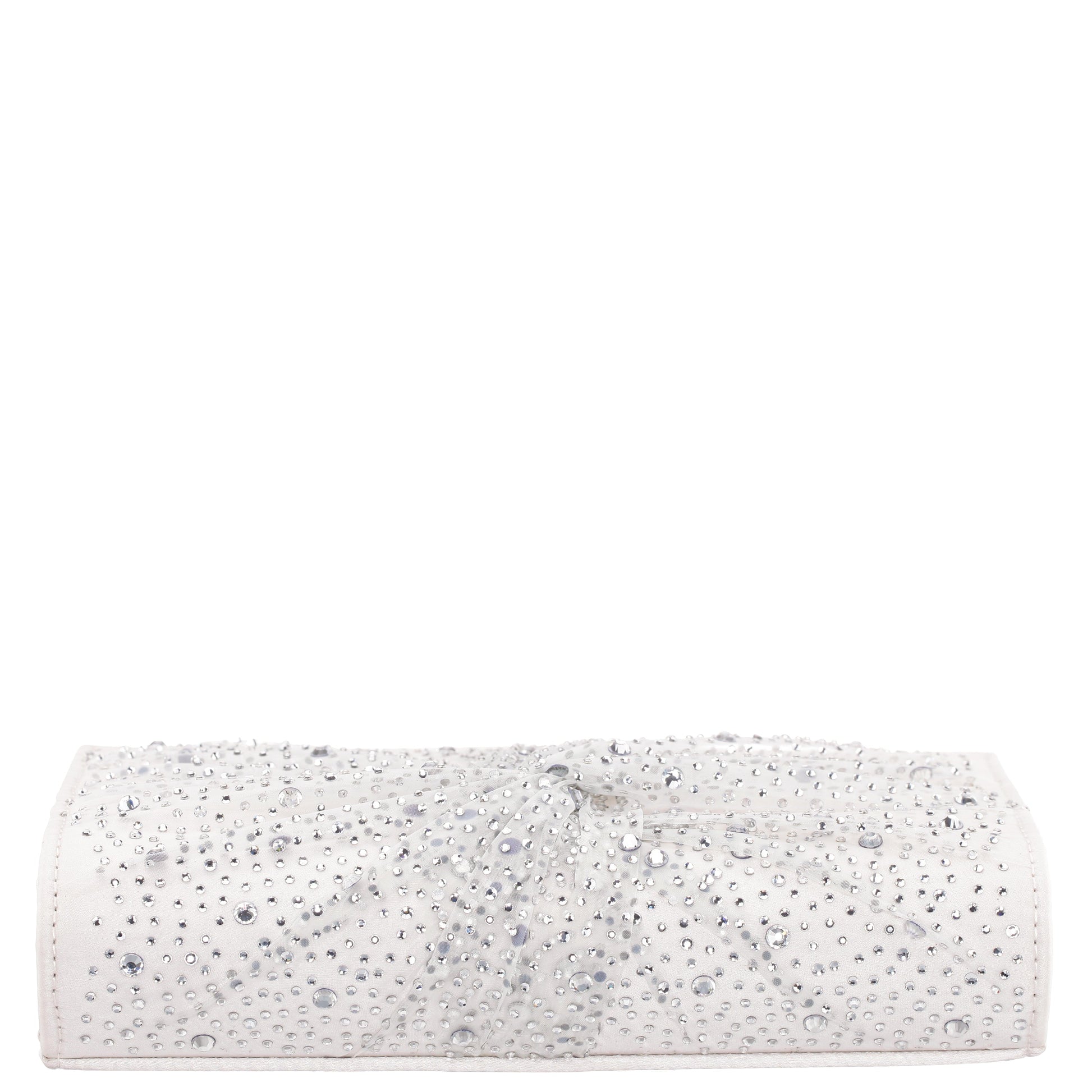 Nina Shoes Zoria Beige Chiffon/Satin/Glass Crystal Clutch