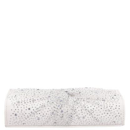 Nina Shoes Zoria Beige Chiffon/Satin/Glass Crystal Clutch