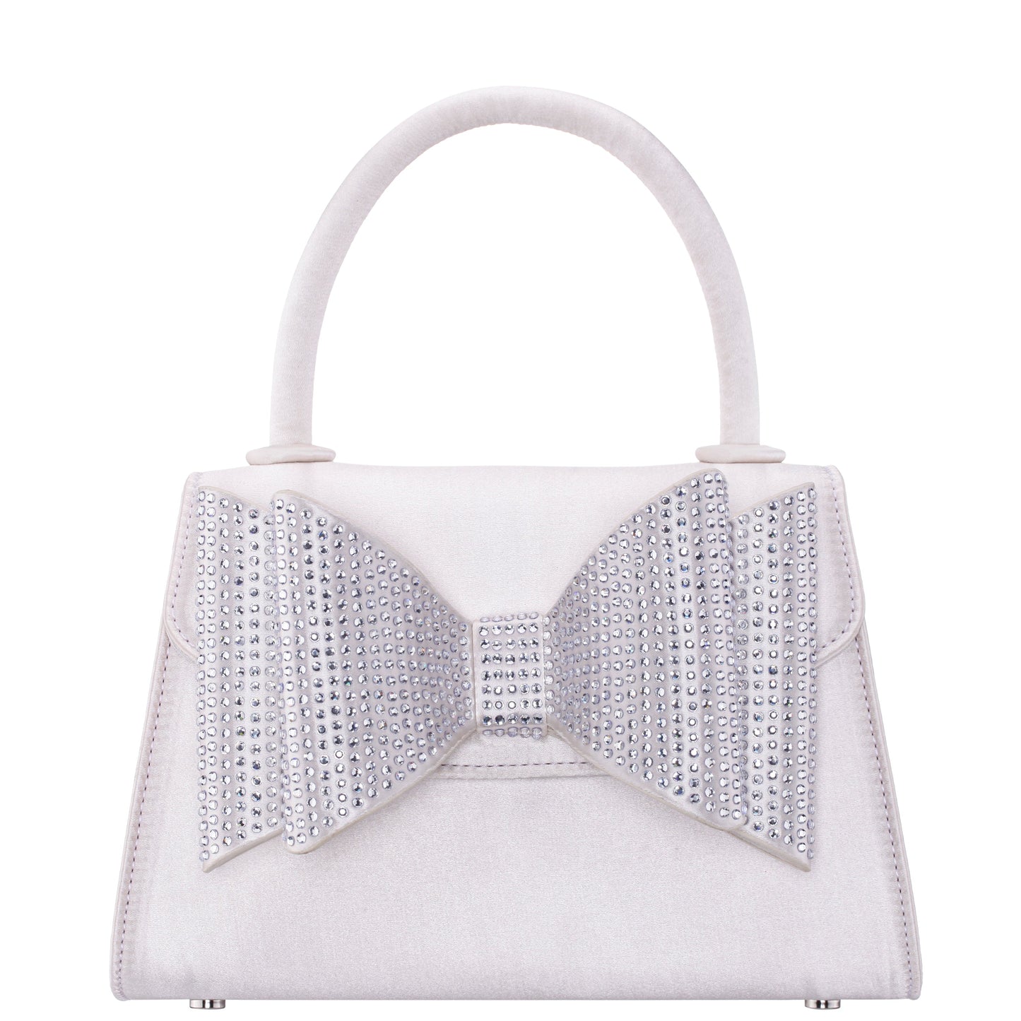 Nina Shoes Alila Beige Satin/Glass Crystal Satchel Bag