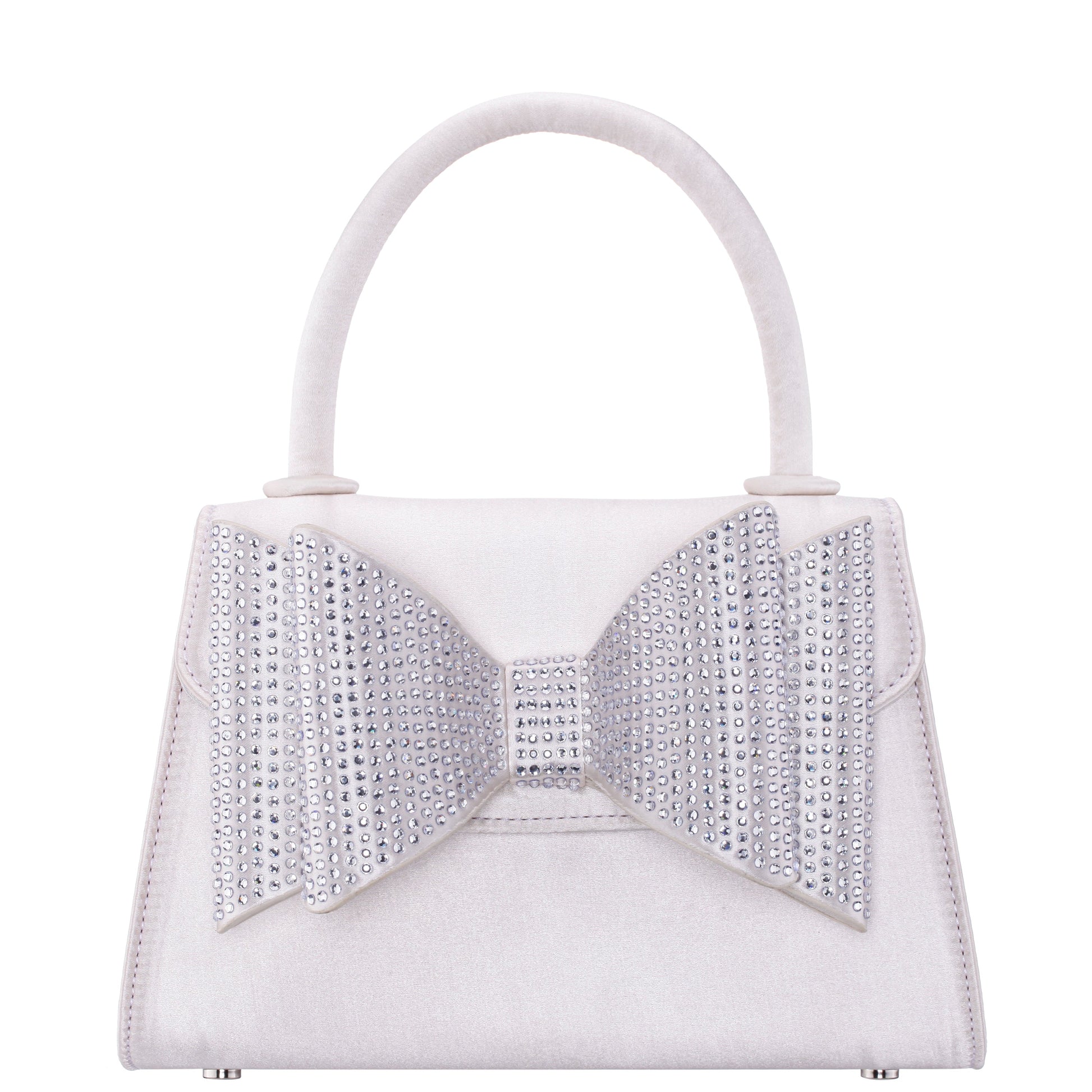 Nina Shoes Alila Beige Satin/Glass Crystal Satchel Bag