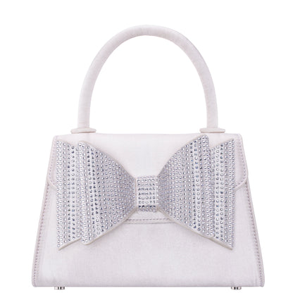 Nina Shoes Alila Beige Satin/Glass Crystal Satchel Bag