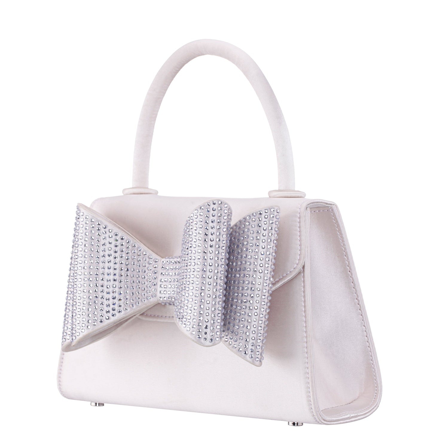 Nina Shoes Alila Beige Satin/Glass Crystal Satchel Bag