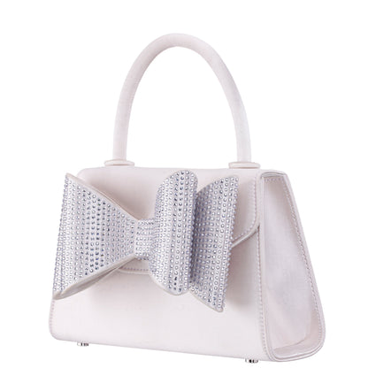 Nina Shoes Alila Beige Satin/Glass Crystal Satchel Bag