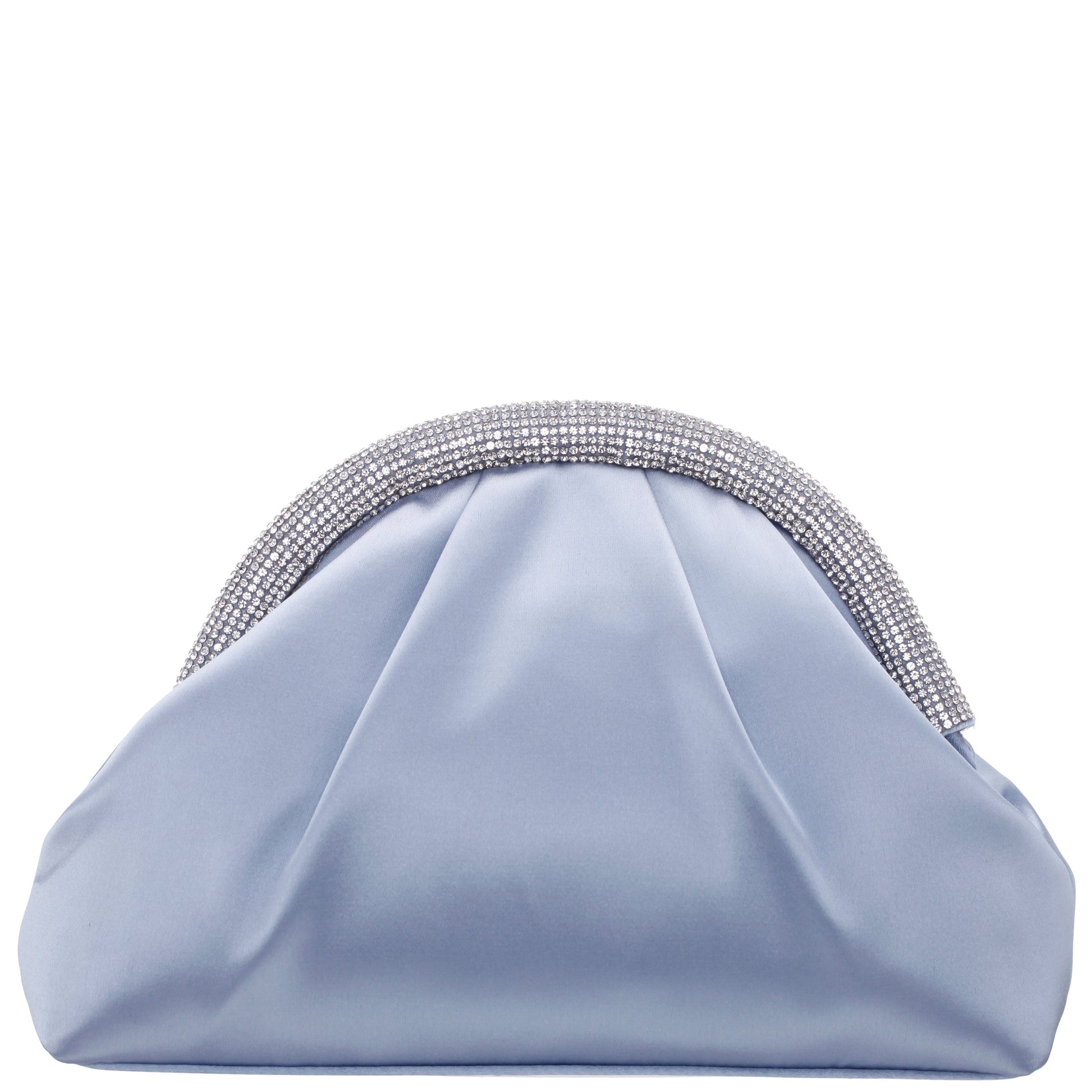 Nina Shoes Jane Blue Satin/Glass Crystal Frame Clutch