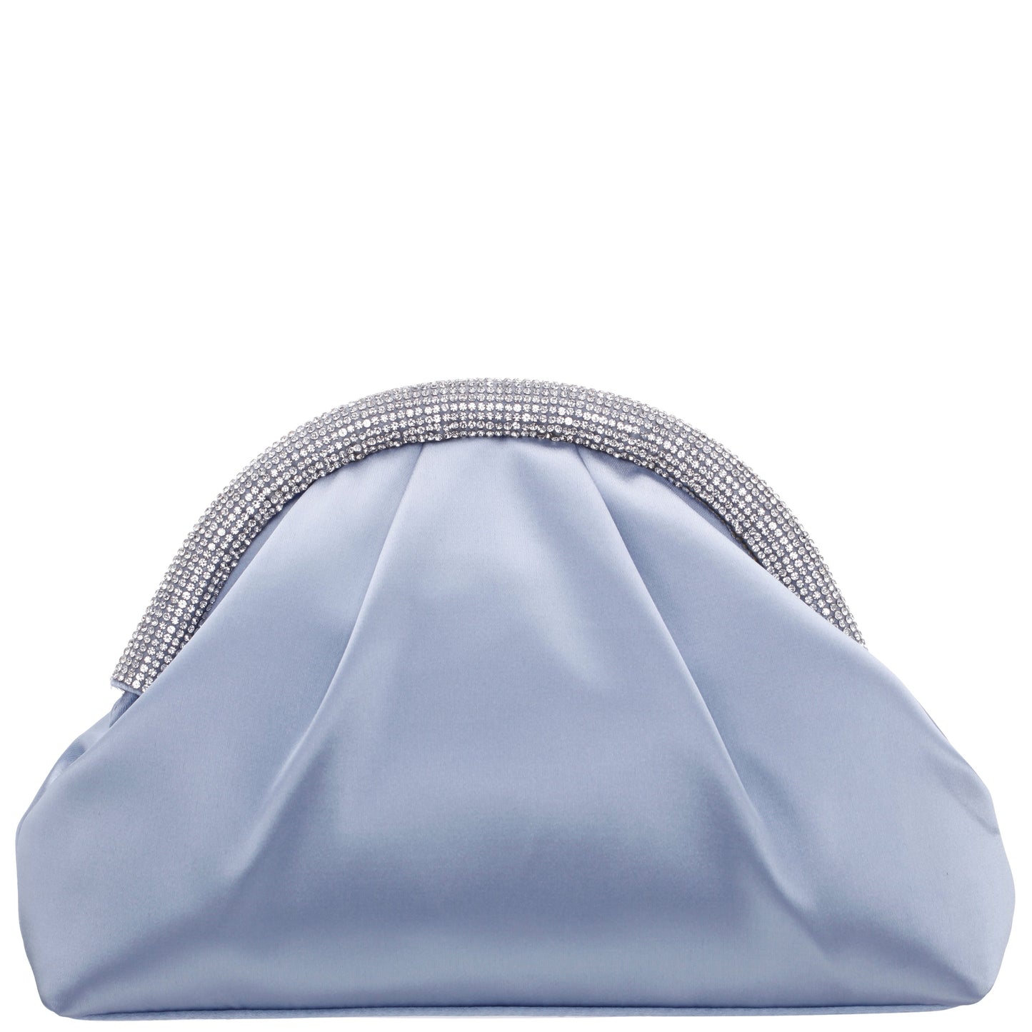 Nina Shoes Jane Blue Satin/Glass Crystal Frame Clutch