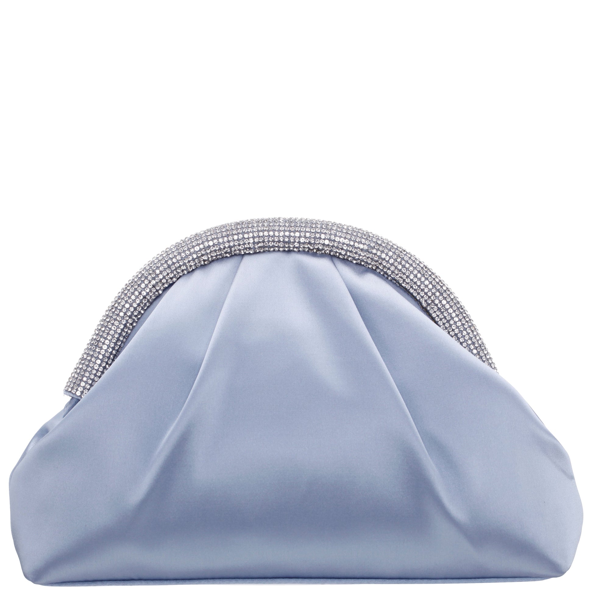 Nina Shoes Jane Blue Satin/Glass Crystal Frame Clutch