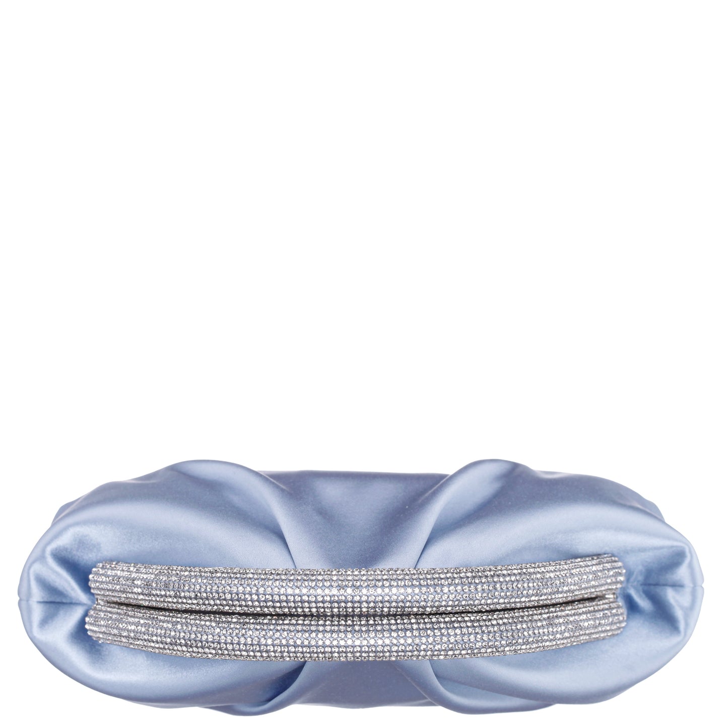 Nina Shoes Jane Blue Satin/Glass Crystal Frame Clutch