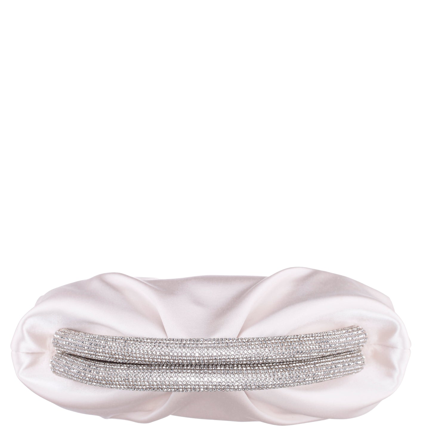 Nina Shoes Jane Beige Satin/Glass Crystal Frame Clutch