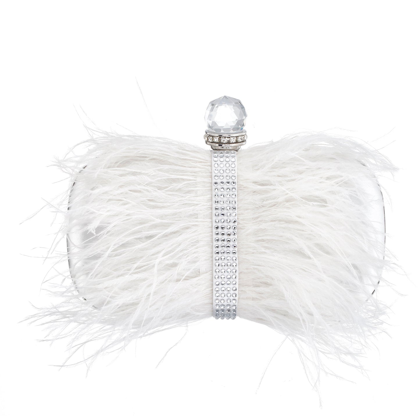 Nina Shoes Lara White Feather Embellished Minaudiere