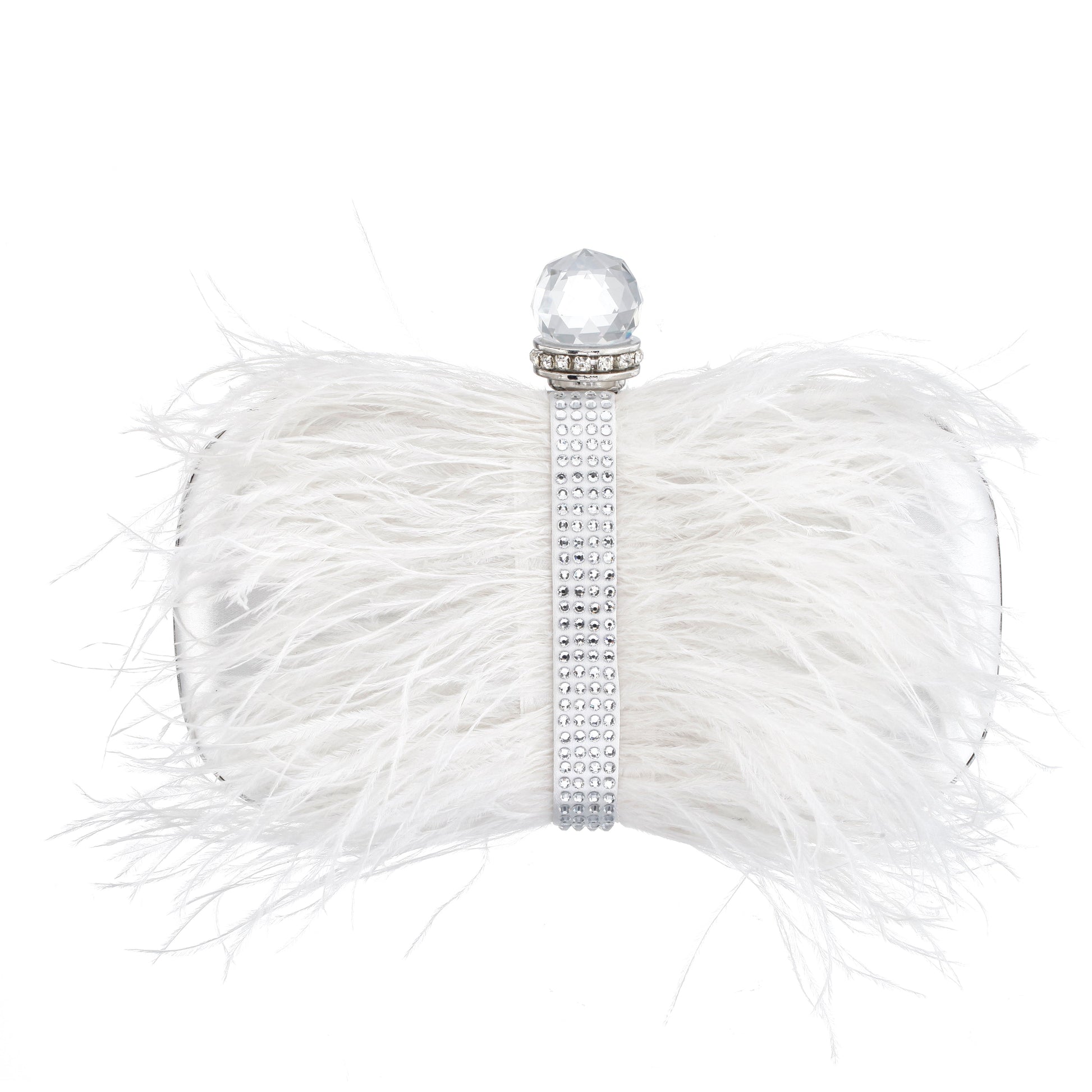 Nina Shoes Lara White Feather Embellished Minaudiere