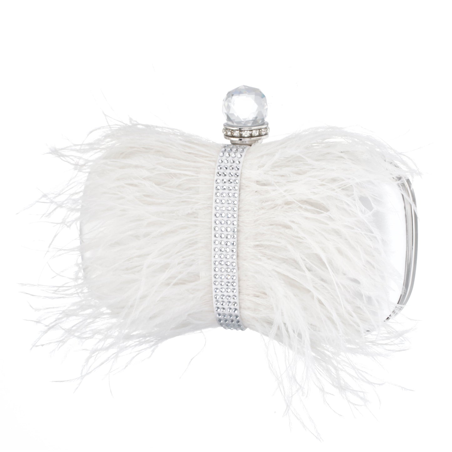 Nina Shoes Lara White Feather Embellished Minaudiere