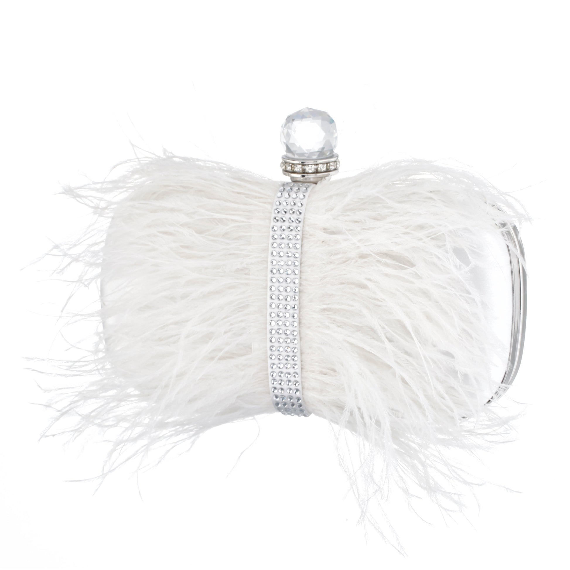 Nina Shoes Lara White Feather Embellished Minaudiere