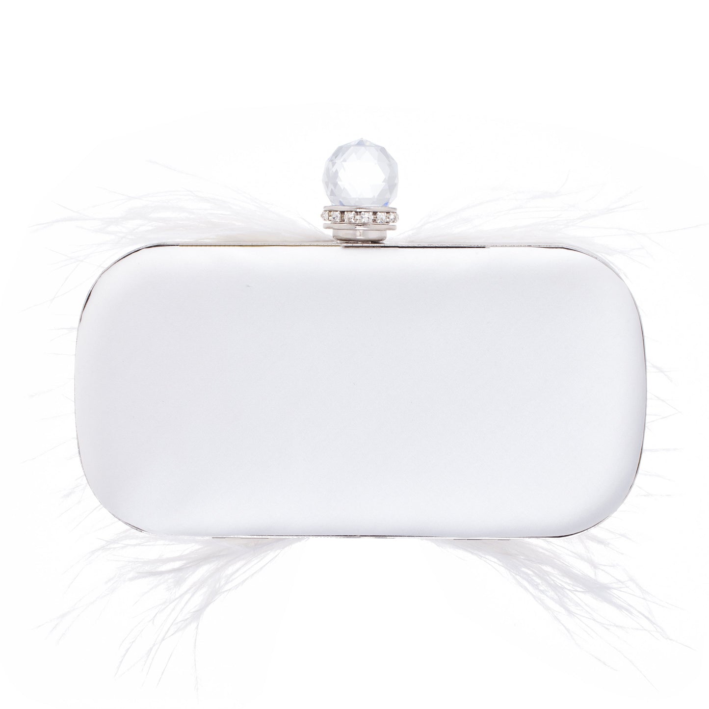 Nina Shoes Lara White Feather Embellished Minaudiere