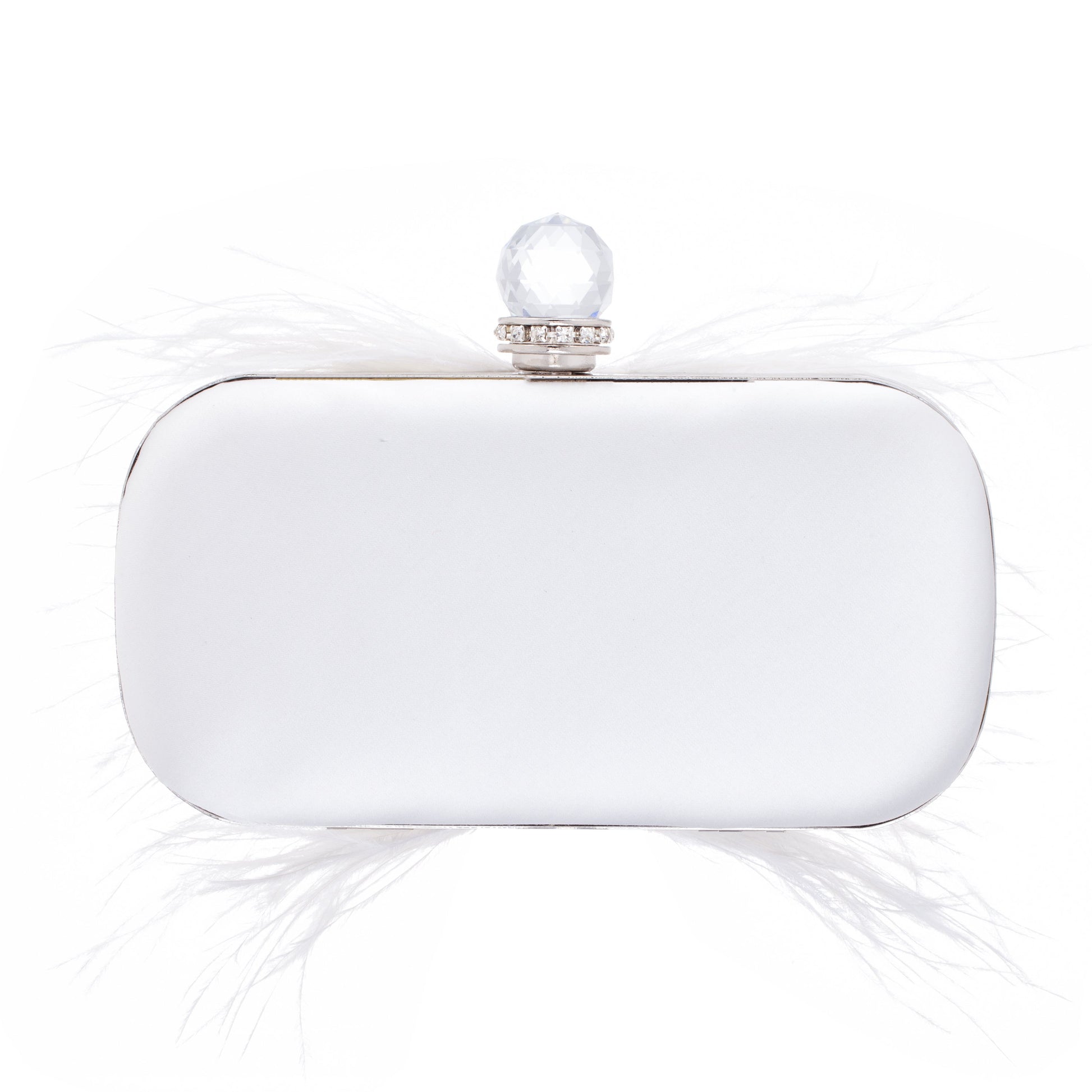 Nina Shoes Lara White Feather Embellished Minaudiere