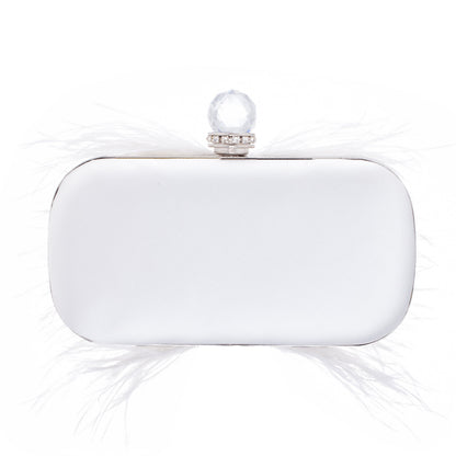 Nina Shoes Lara White Feather Embellished Minaudiere