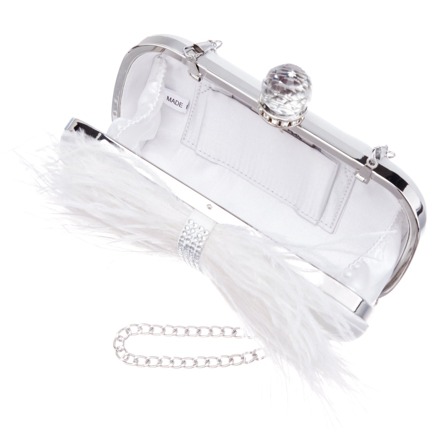 Nina Shoes Lara White Feather Embellished Minaudiere