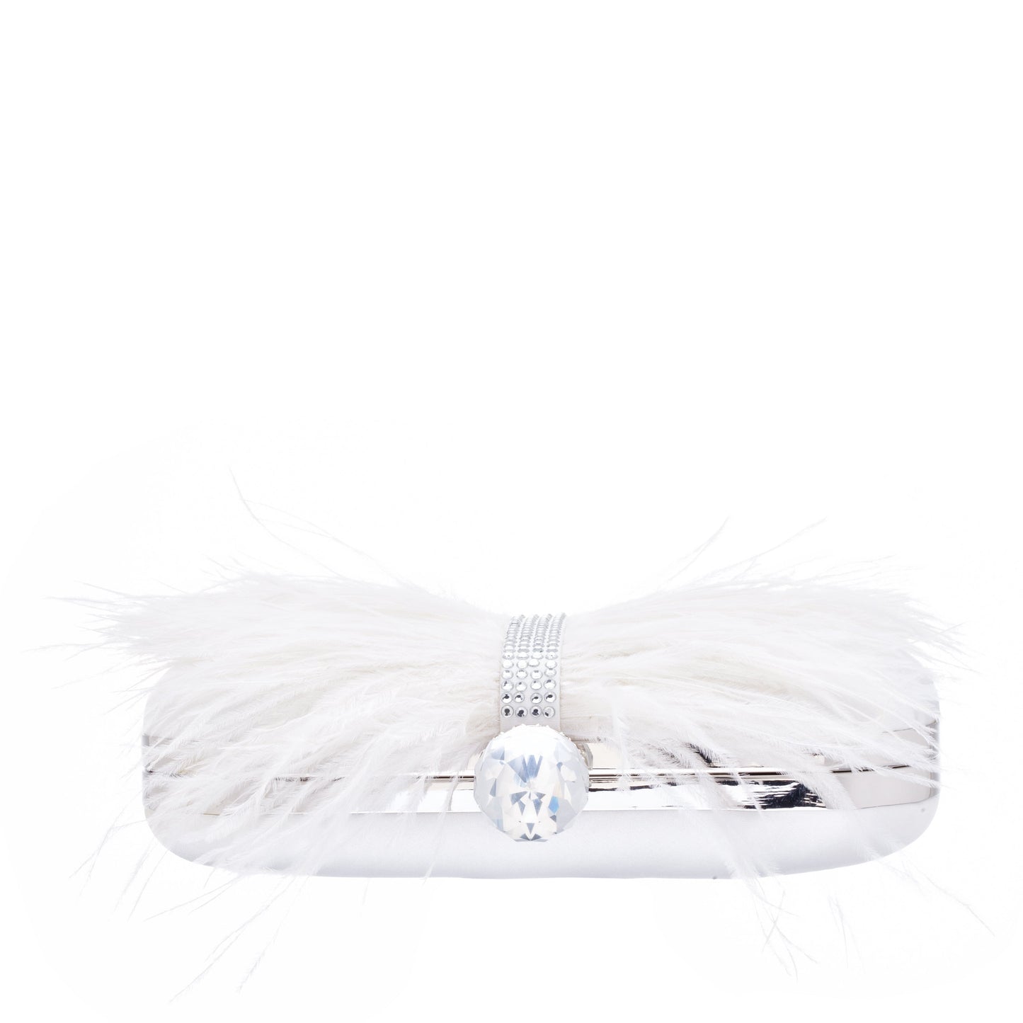 Nina Shoes Lara White Feather Embellished Minaudiere