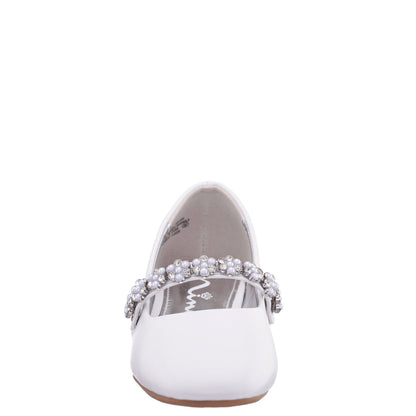 Nina Shoes Girls Joansie White Smooth Ballet Dress Shoe