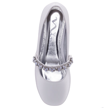 Nina Shoes Girls Joansie White Smooth Ballet Dress Shoe