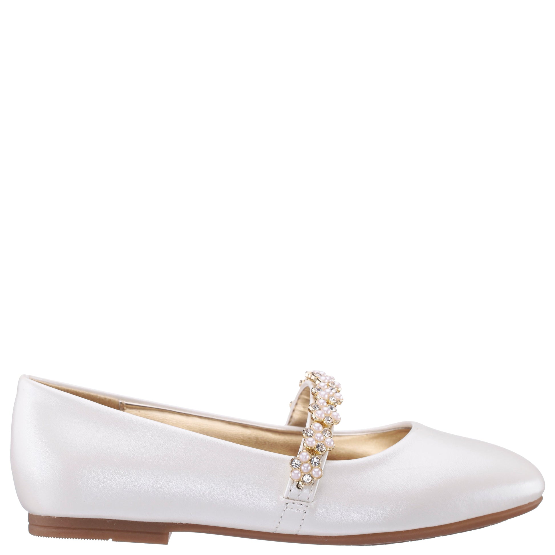 Nina Shoes Girls Joansie White Pearlized Ballet Dress Shoe
