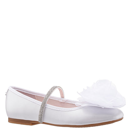 Nina Shoes Girls Jory White Pearlized Flower Ballet Flats