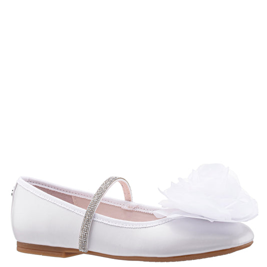 Nina Shoes Girls Jory White Pearlized Flower Ballet Flats