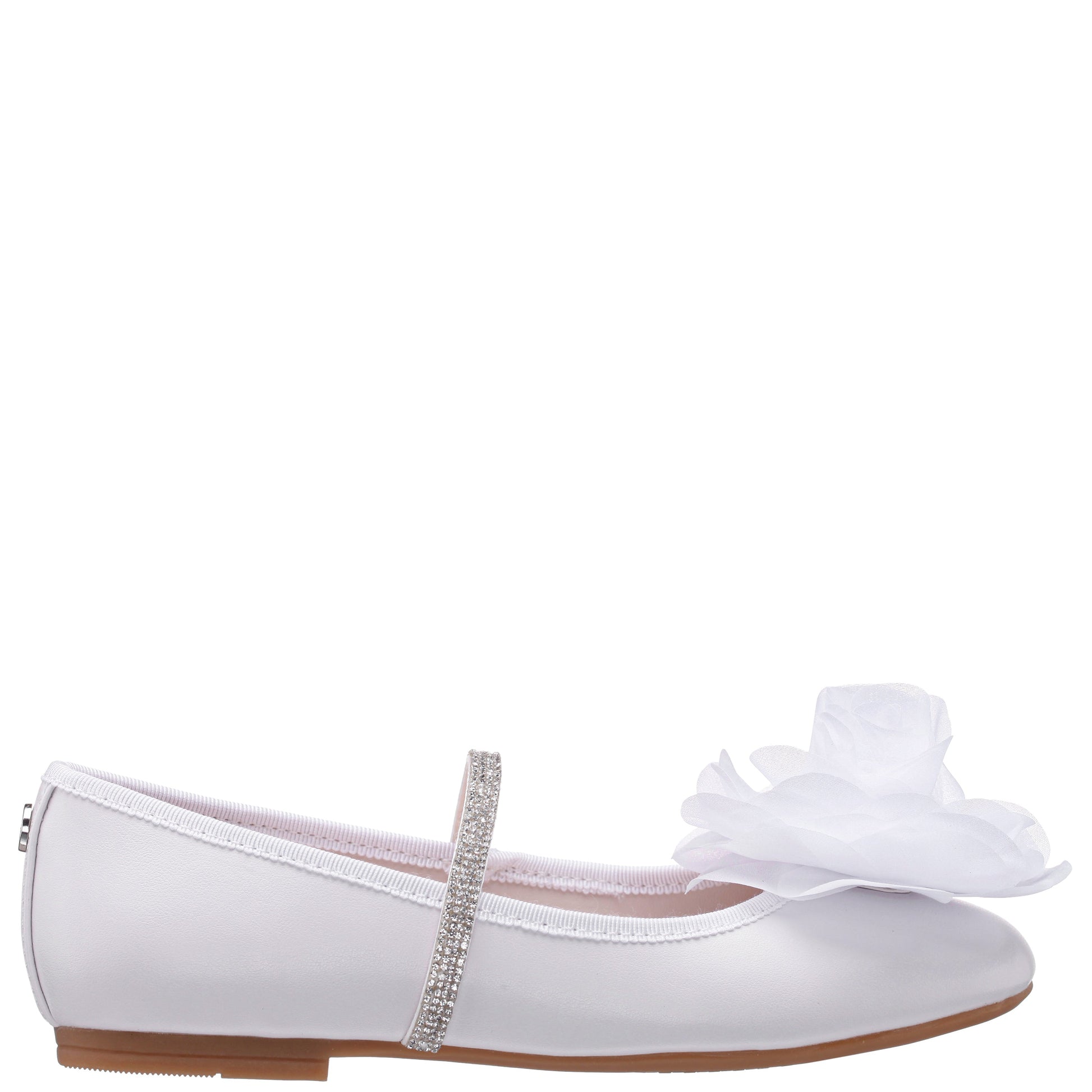 Nina Shoes Girls Jory White Pearlized Flower Ballet Flats