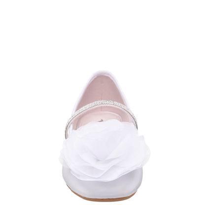 Nina Shoes Girls Jory White Pearlized Flower Ballet Flats
