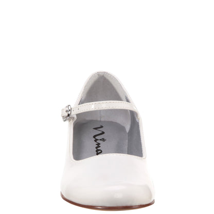 Nina Shoes Girls Seeley White Low Heel Dress Shoes