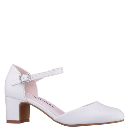 Nina Shoes Girls Macey White Smooth 2-Piece Heel