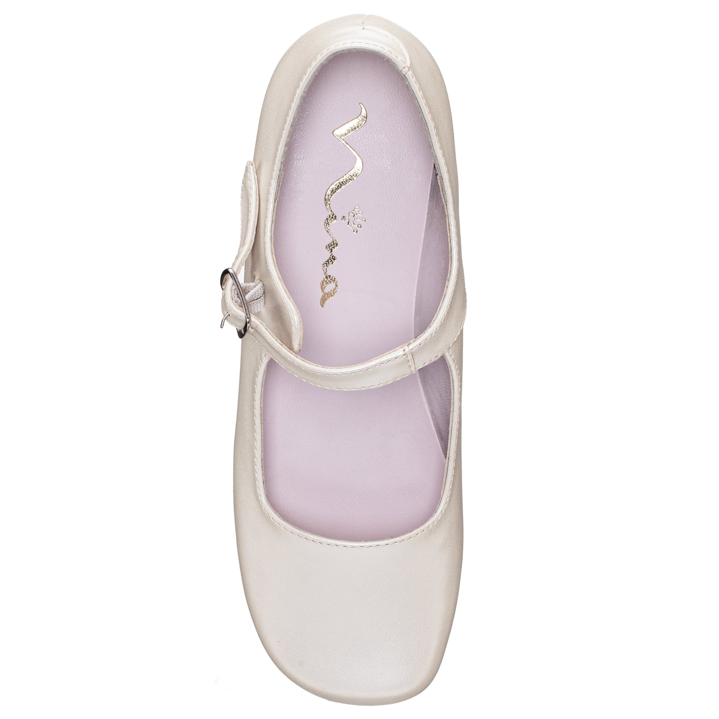 Nina Shoes Girls Bonnett Beige Pearlized Mary Jane Dress Shoes