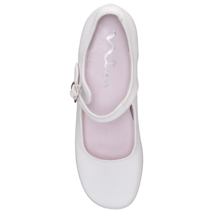 Nina Shoes Girls Bonnett White Leather Mary Jane Dress Shoes