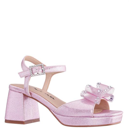 Nina Shoes Girls Aiza Pink Glitter Heel Platform Sandal