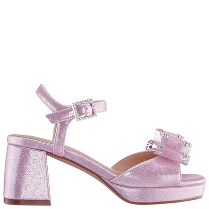 Nina Shoes Girls Aiza Pink Glitter Heel Platform Sandal