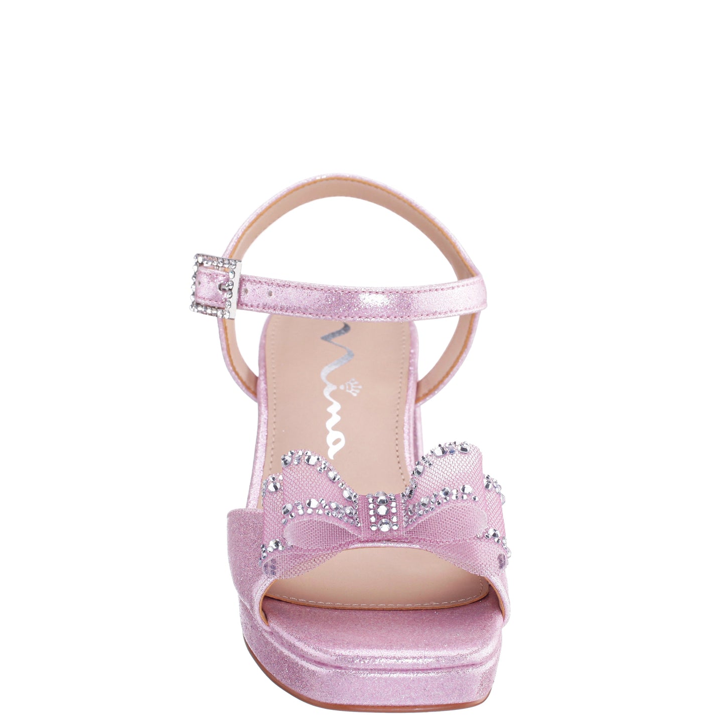Nina Shoes Girls Aiza Pink Glitter Heel Platform Sandal
