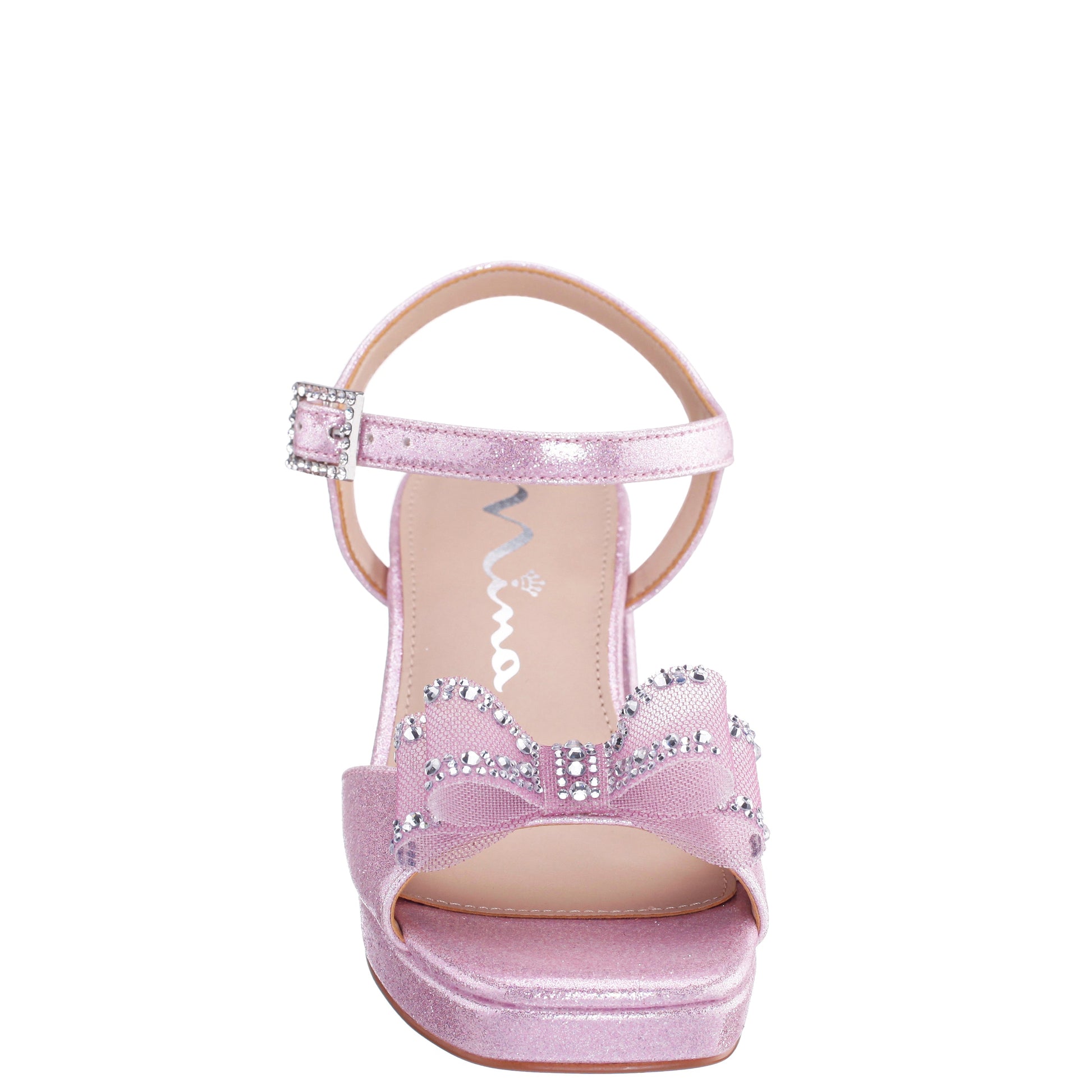 Nina Shoes Girls Aiza Pink Glitter Heel Platform Sandal