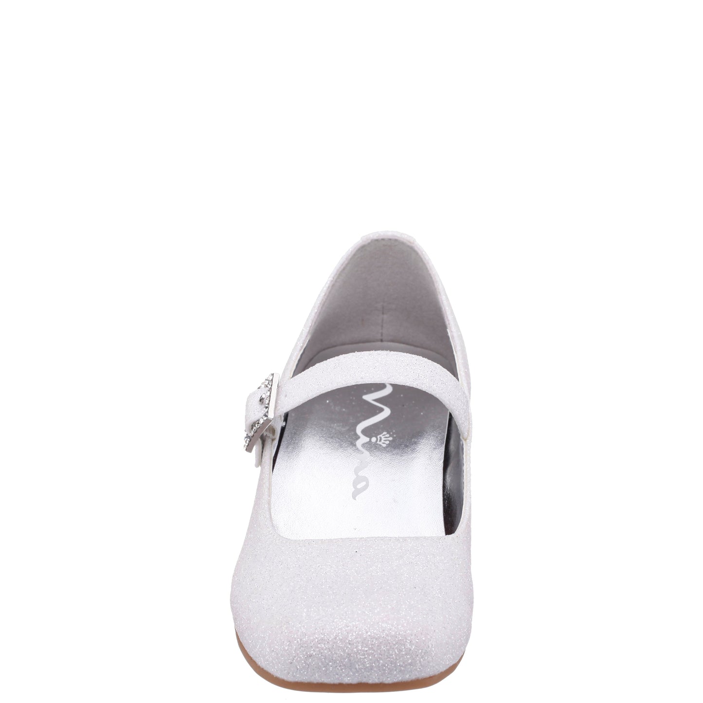 Nina Shoes Girls Mila White Glitter Mary Jane Dress Shoe