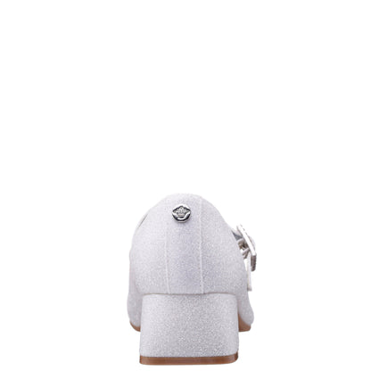Nina Shoes Girls Mila White Glitter Mary Jane Dress Shoe