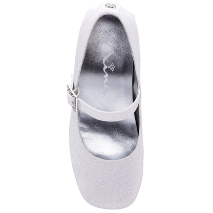 Nina Shoes Girls Mila White Glitter Mary Jane Dress Shoe